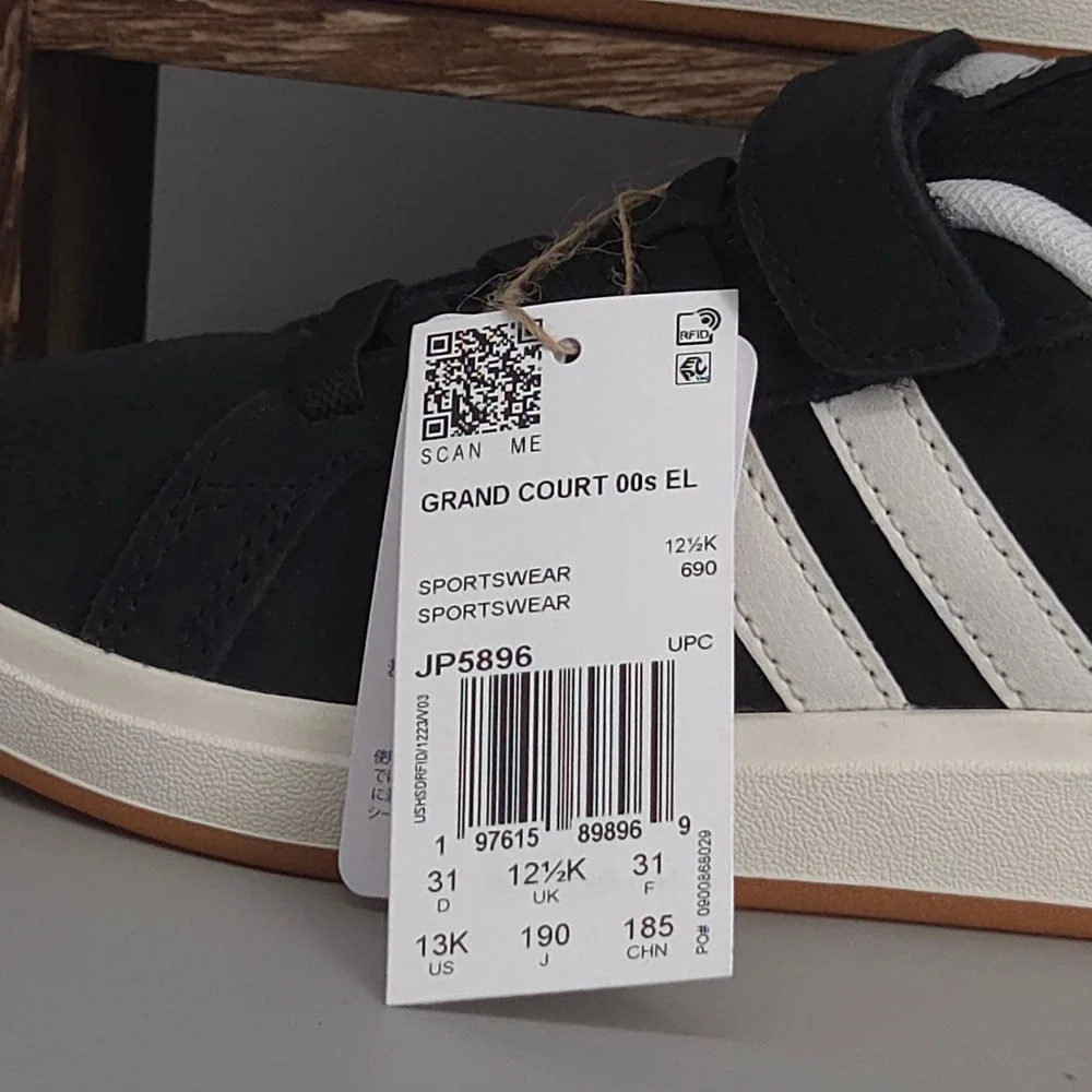 Adidas Grand Court 00s EL C Kids 13K Black White Gum Sole JP5896 Sneaker